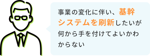 事業の変化に伴い、基幹システムを刷新したいが、何から手を付けてよいかわからない